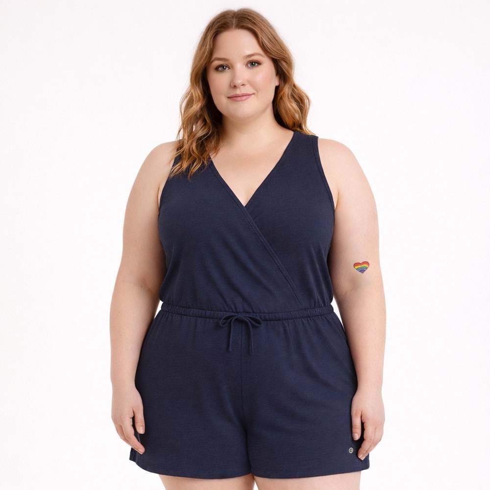 Reitmans Navy Sleeveless Resort Romper Elastic Waist Shortall XL NWT shortall